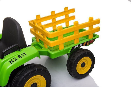 Kids 12V Electric Ride On Tractor with Trailer Green