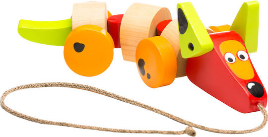 Cubika Pull-Along Toy Dog On A made of Wood for 18++ Months
