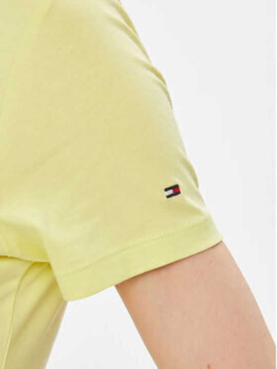 Tommy Hilfiger Flag Script Damen T-Shirt Yellow