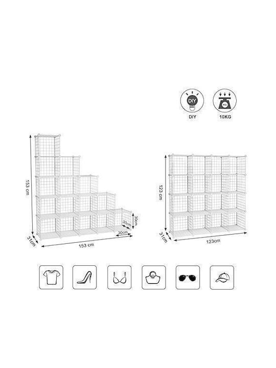 Metallic Shoe Organizer White 123x31x123cm