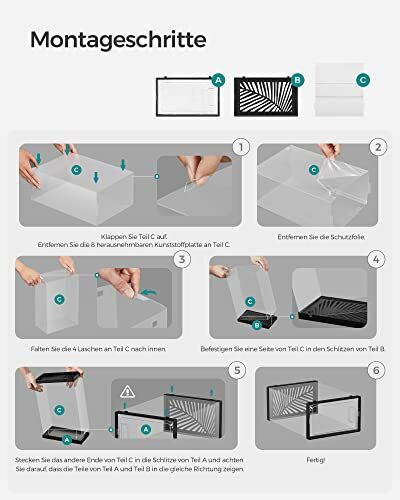 Songmics Plastic Shoe Storage Box in Black Color 33x23x14cm 18 Pieces