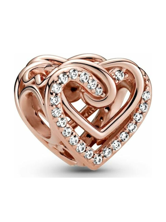 Pandora Shiny Heart Charm Καρδιά από Ροζ Επιχρυσωμένο Ασήμι Ροζ