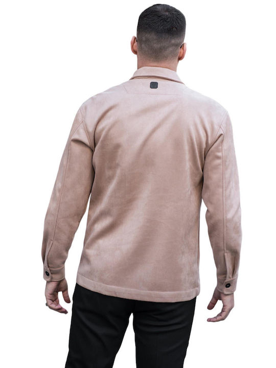 Vittorio Artist Vittorio Herrenhemd Overshirt Langärmelig Beige.