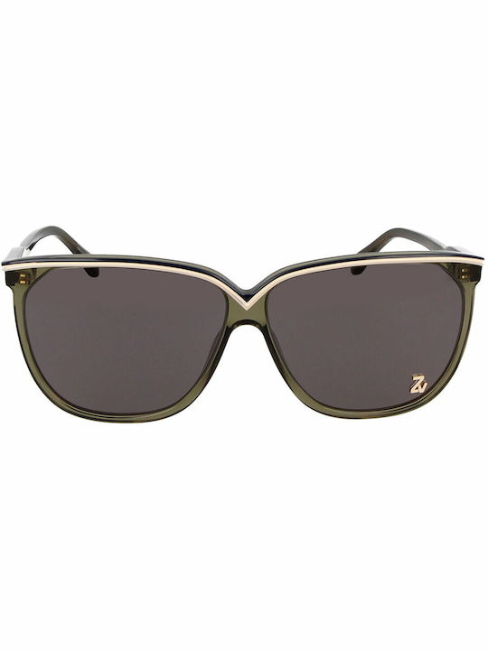 Zadig & Voltaire Unisex Sunglasses with Green Plastic Frame and Gray Lens
