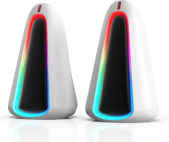 Marvo Monka Zilla SG-500 Ηχεία Υπολογιστή 2.0 με RGB Φωτισμό και Ισχύ 6W σε Λευκό Χρώμα