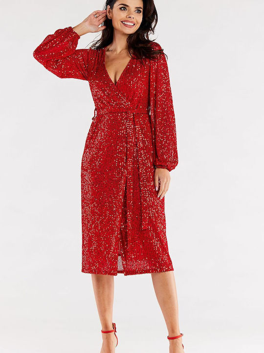 Awama Midi Evening Dress Red