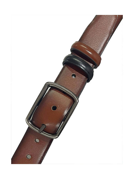 Men's Belt from Artificial Leather Double Sided Taba/Black