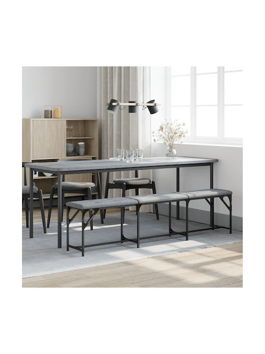 Dining Room Metallic Bench Gray 186x32x45cm