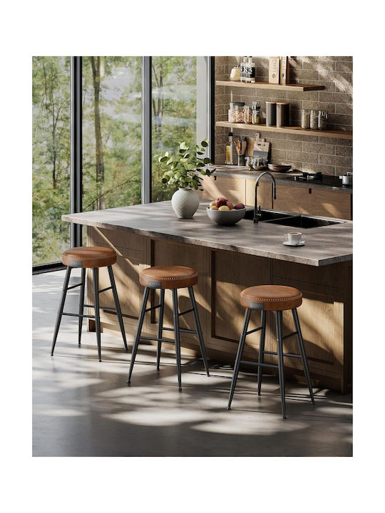 Stool Bar Leather Echo Caramel Brown 2pcs 49.5x49.5x63cm
