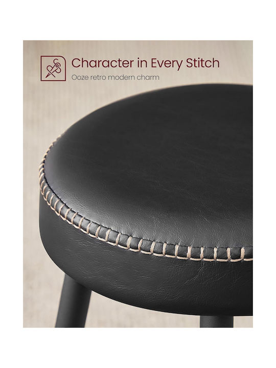Stool Bar Leather Simply Black 2pcs 51.6x51.6x76.2cm