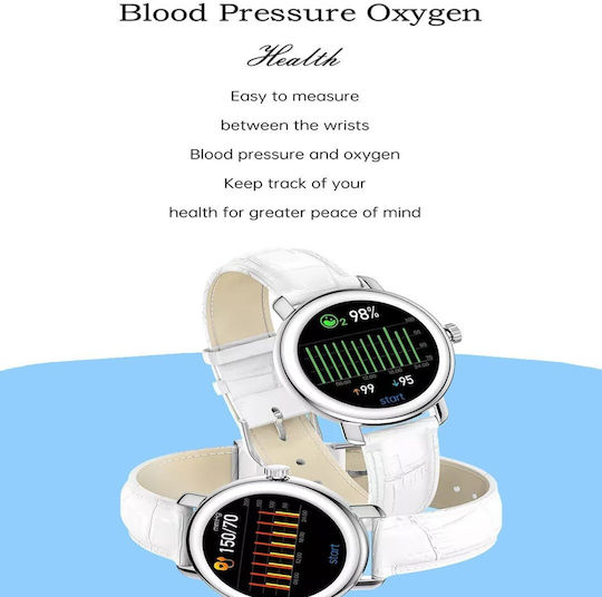 Aoke QW23 Smartwatch (Gold case / red leather strap)