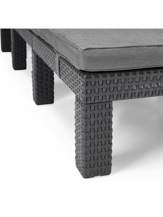 Ξαπλώστρα Rattan Γκρι 187x58x29εκ.
