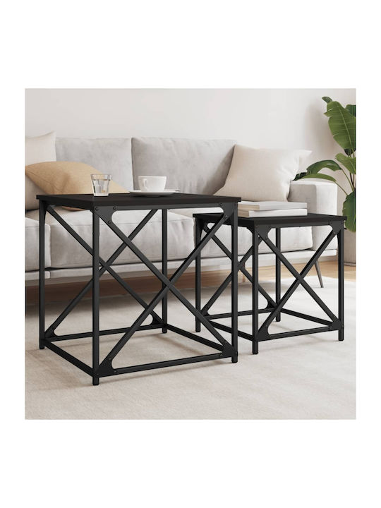 Set Zigon Pătrat Din Lemn Negru 2 Buc M50xL50xÎ52,5cm