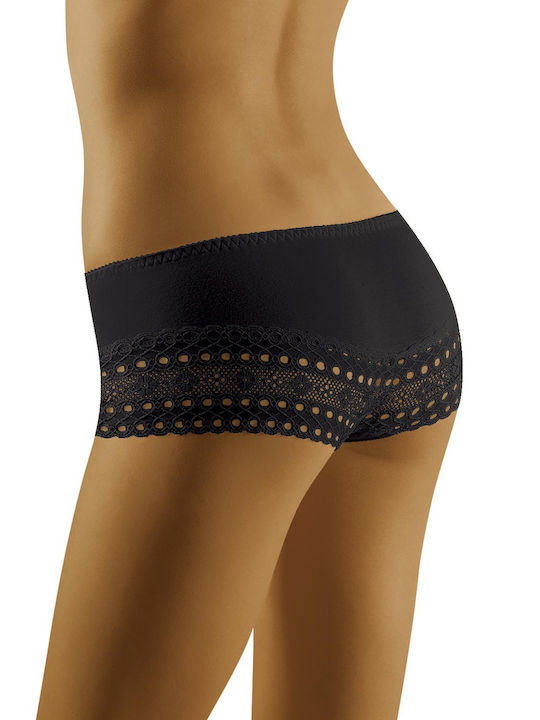 Wolbar Cotton Women's Boxer with Lace Black