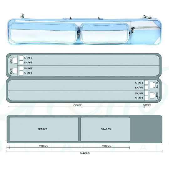 Longoni Giotto - Dolcevita 4B-8S Θήκη Στέκας Μπιλιάρδου Λευκό White/Light Blue 1τμχ 6398