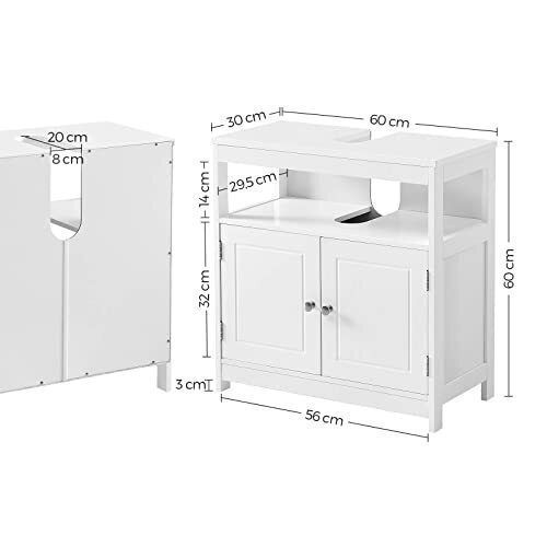 Vasagle Шкаф със Мивка Д60xШ30xВ60см Matte White
