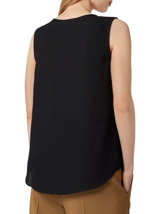 MORE & MORE Women's Blouse Sleeveless with V Neckline Black.