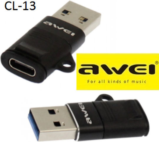 Awei Konverter USB-C männlich zu USB-A weiblich 1Stück 03001LDF00BK