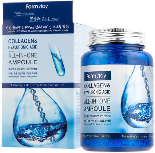 Farm Stay Collagen & Hyaluronic Acid Αντιγηραντικό Serum Προσώπου με Νιασιναμίδη & Βιταμίνη E 250ml