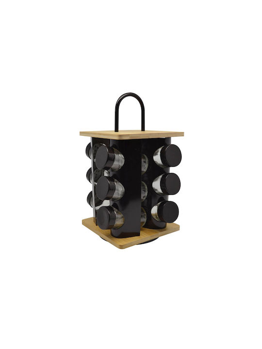 Ankor Bamboo Tabletop Rotating Spice Rack Black 12pcs