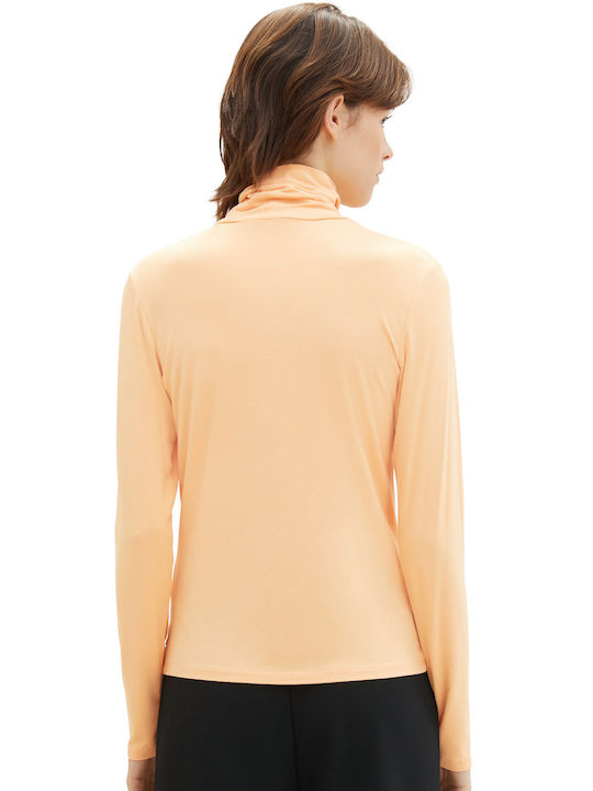 Tom Tailor pentru Femei Bluză Mânecă lungă Guler cu guler înalt Zivago, Sunrise Apricot
