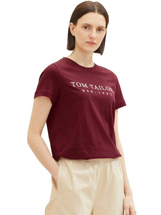 Tom Tailor Women's T-shirt Deep Burgundy Red