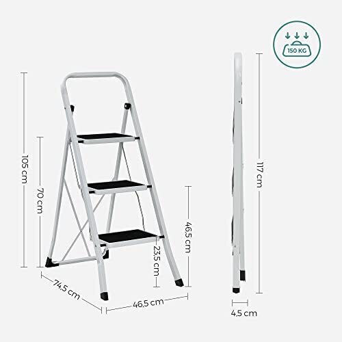Songmics Ladder Metallic with 3 Steps 105cm