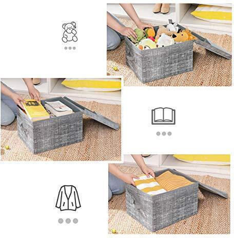 Songmics Fabric Storage Box with Lid Gray 30x40x25cm 3pcs