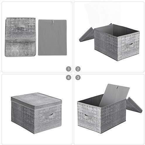 Songmics Fabric Storage Box with Lid Gray 30x40x25cm 3pcs