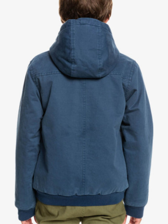 Just Cool Kids Casual Short Coat with Lining and Hood Navy Blue