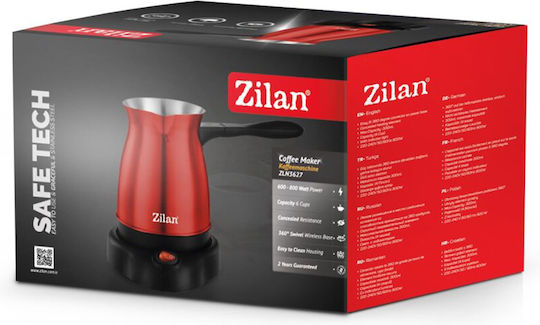 Zilan Electric Greek Coffee Pot 800W with Capacity 300ml Red