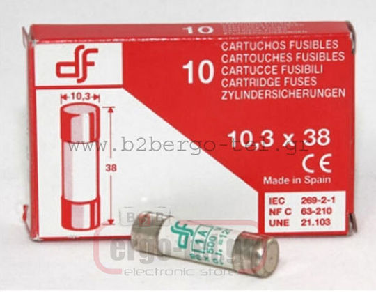 DF electric Safety Cylindrical Porcelain Slow-Blow (054-310382004) 10pcs
