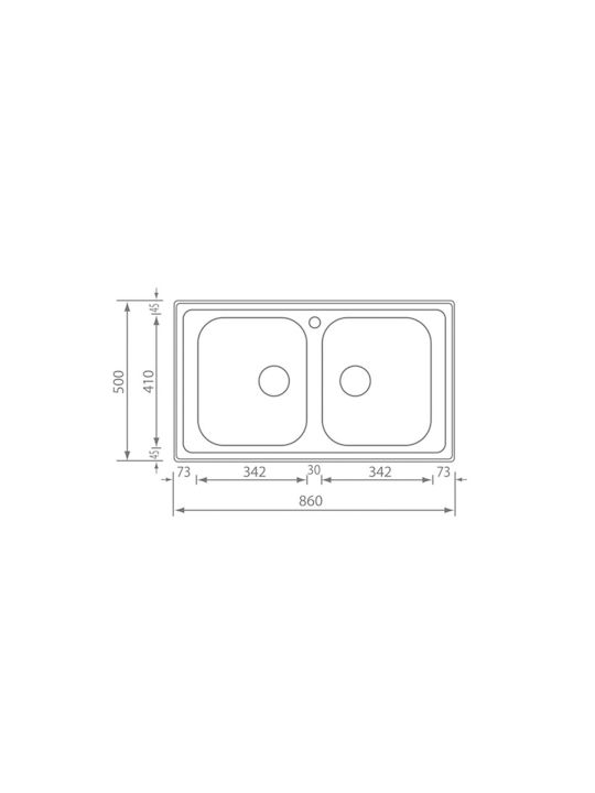Sanitec Cometa Επικαθήμενος Νεροχύτης Inox Σαγρέ Μ86xΠ50cm Ασημί