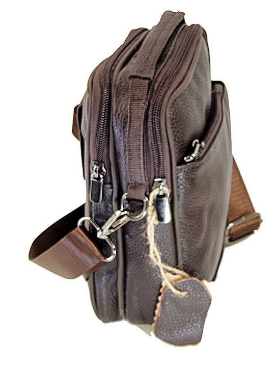 Geantă Bărbătească de Umăr / Tip Crossbody din Piele Maro
