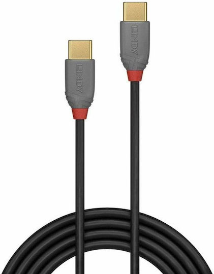 Lindy Anthra USB 2.0 Cable USB-C male - USB-C Μαύρο 2m 36872