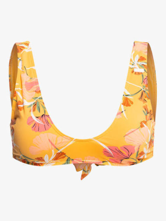 Roxy Triangle Bikini Top with Adjustable Straps Orange Floral