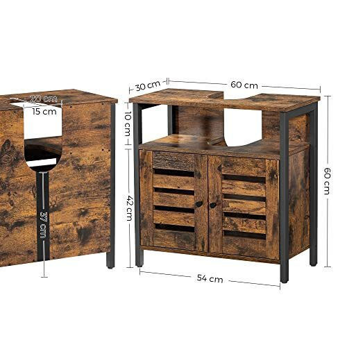 Vasagle Πάγκος χωρίς Νιπτήρα Μ60xΒ30xΥ60cm Rustic Brown and Black