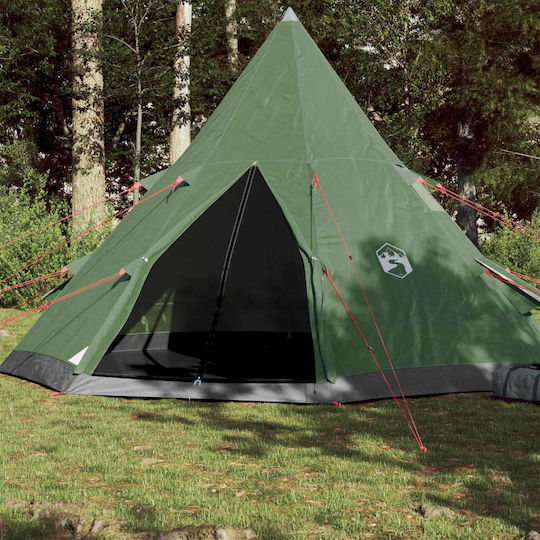 vidaXL Summer Camping Tent Teepee Green for 4 People 367x367x259cm