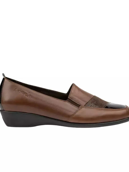 Boxer Leather Women's Loafers in Brown Color