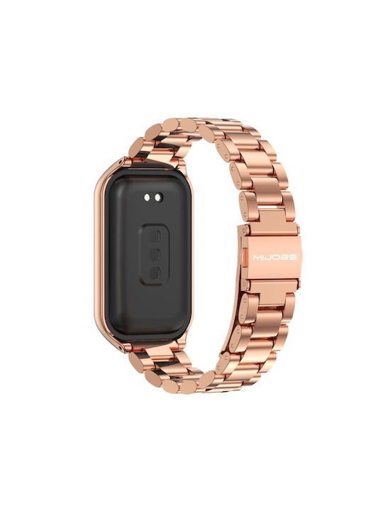 Mijobs Redmi Λουράκι Ανοξείδωτο Ατσάλι Ροζ Χρυσό (Realme Band 2)