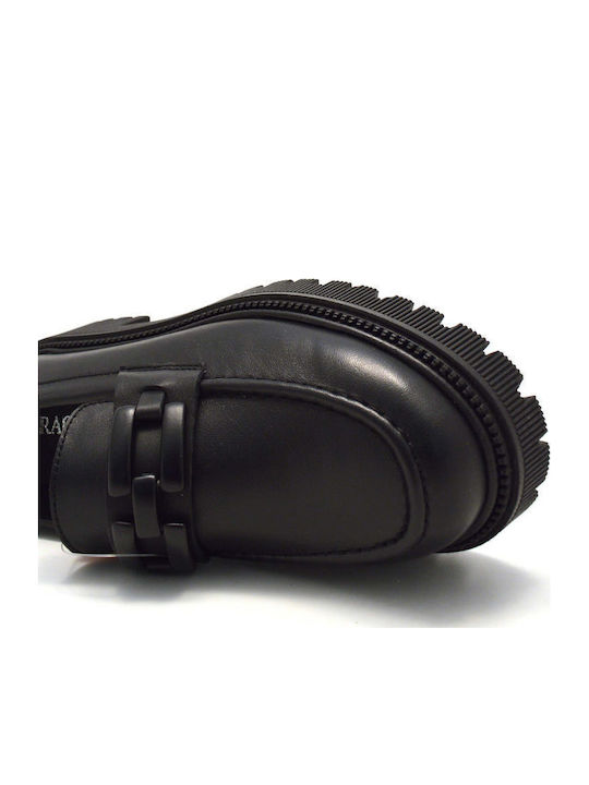 Leather Women's Loafers in Black Color