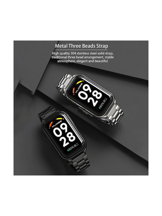 Mijobs Λουράκι Ανοξείδωτο Ατσάλι Γκρι (Xiaomi Smart Band 8 Active / Redmi Band 2)
