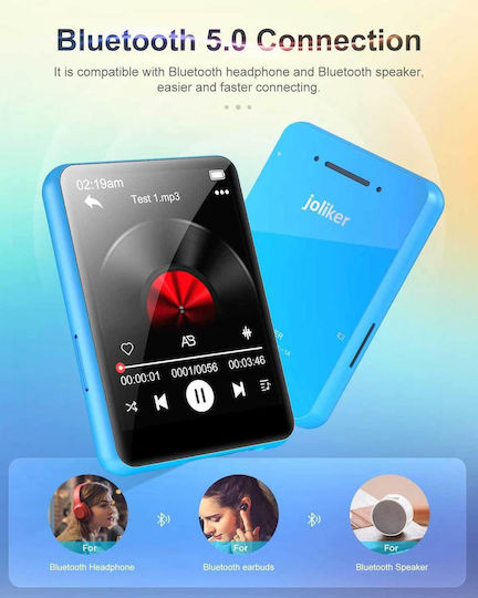 Joliker M4S MP3 Player (64GB) with IPS Touch Screen 2.4" Blue