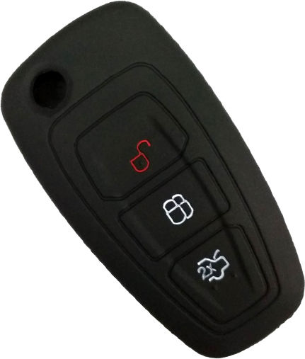 Silicone Car Key Cover Case with 3 Buttons for Ford Red