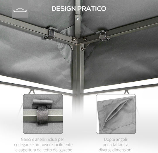 Outsunny Gazebo Κάλυμμα για Κιόσκι Γκρι 3x4m