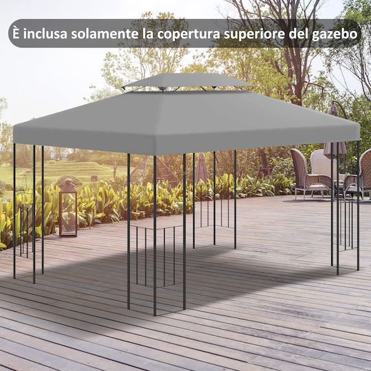 Outsunny Gazebo Κάλυμμα για Κιόσκι Γκρι 3x4m