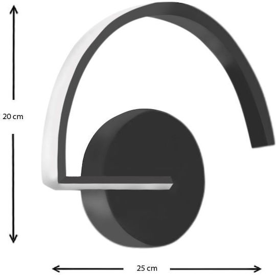 Megapap Onda Lamp Wall with Integrated LED Black 5x20cm