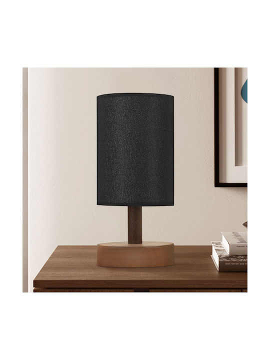 Megapap Holz Table Lamp E27 with Schwarz Shade and Base