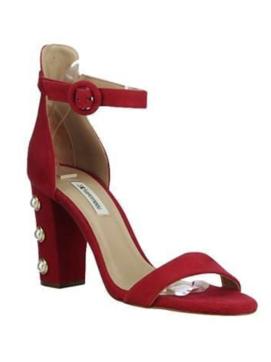 Leather Women's Sandals with Ankle Strap Fuchsia