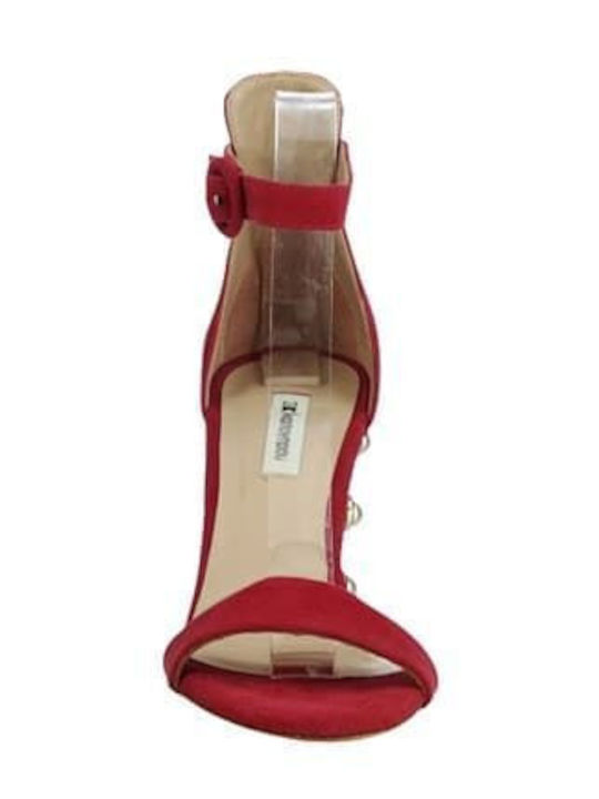 Leather Women's Sandals with Ankle Strap Fuchsia